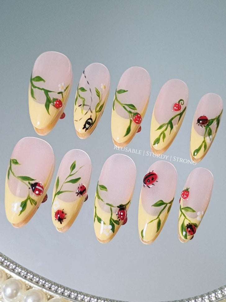 Cute Ladybug on Leaf