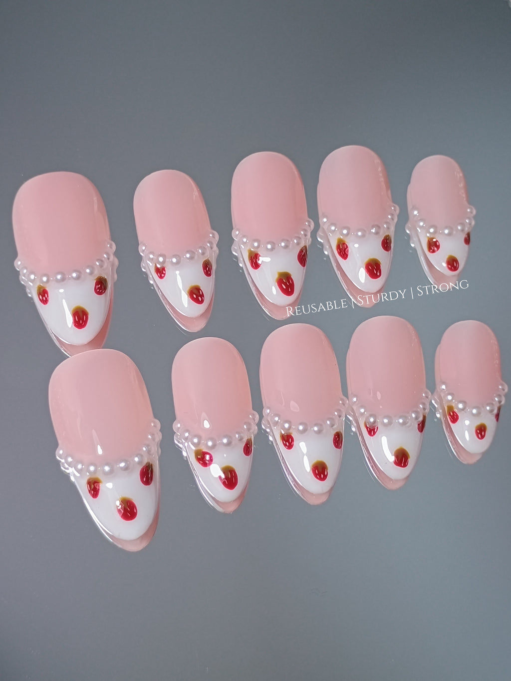 Strawberry Milk French Tips