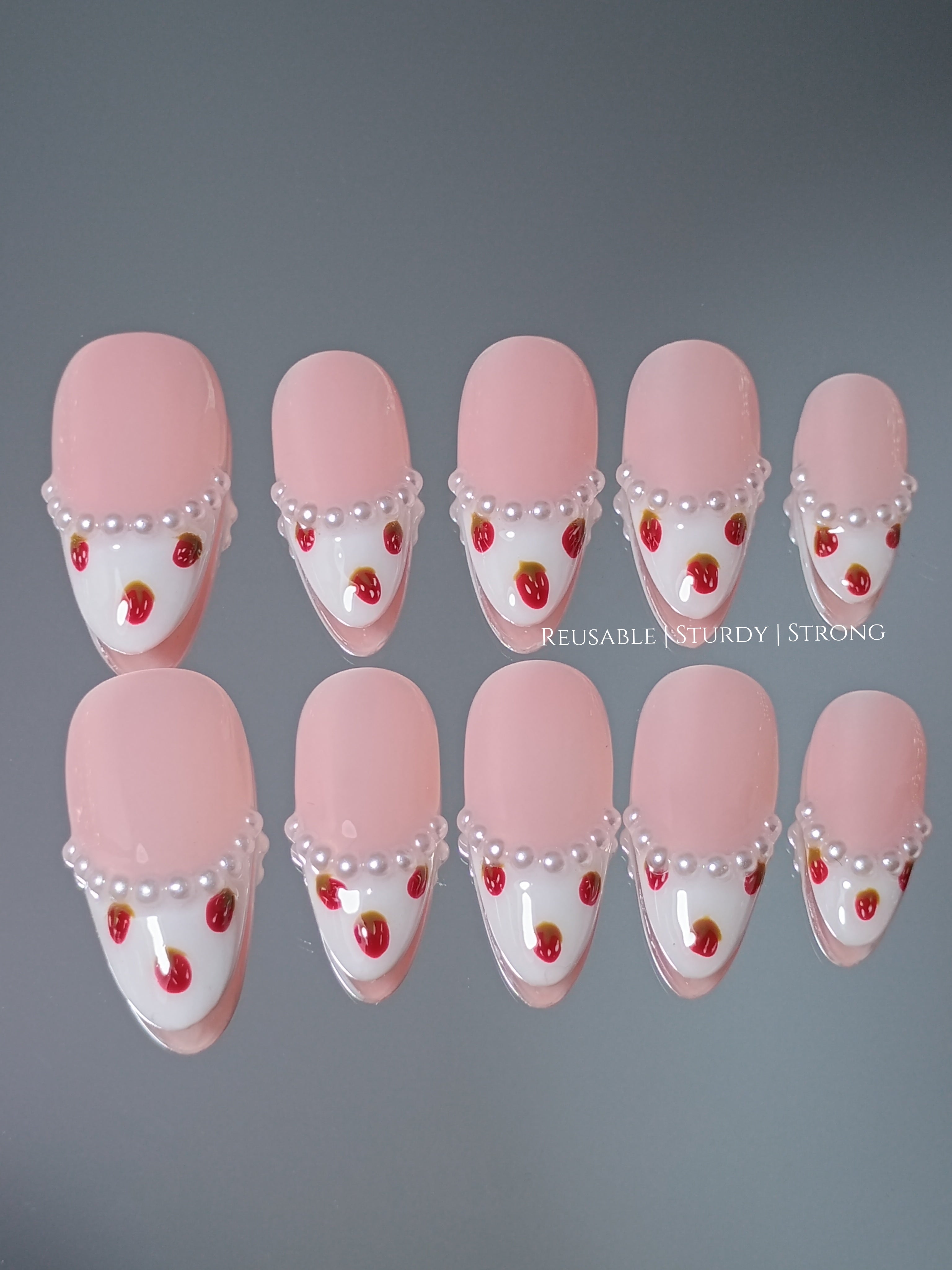 Strawberry Milk French Tips
