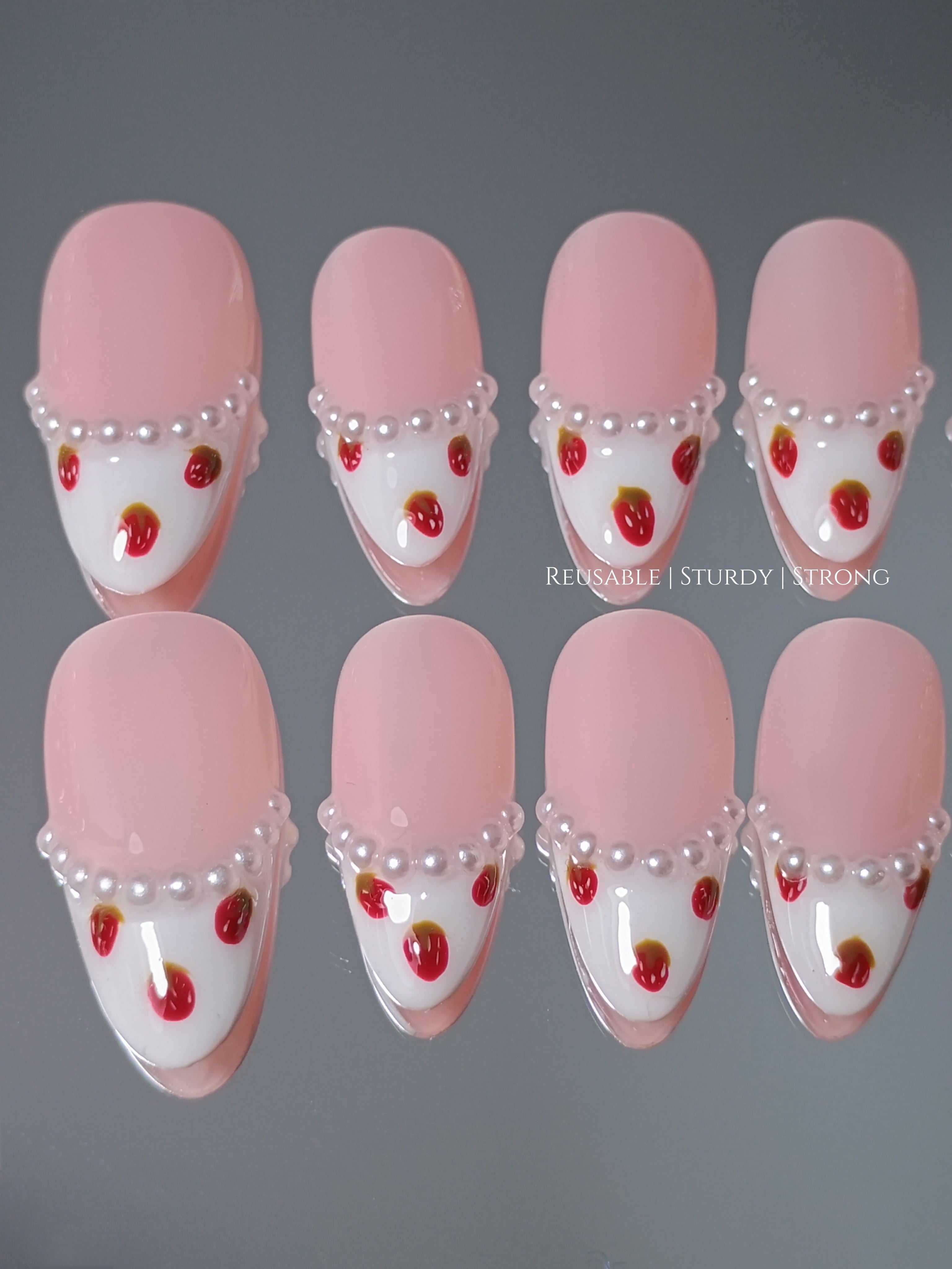 Strawberry Milk French Tips