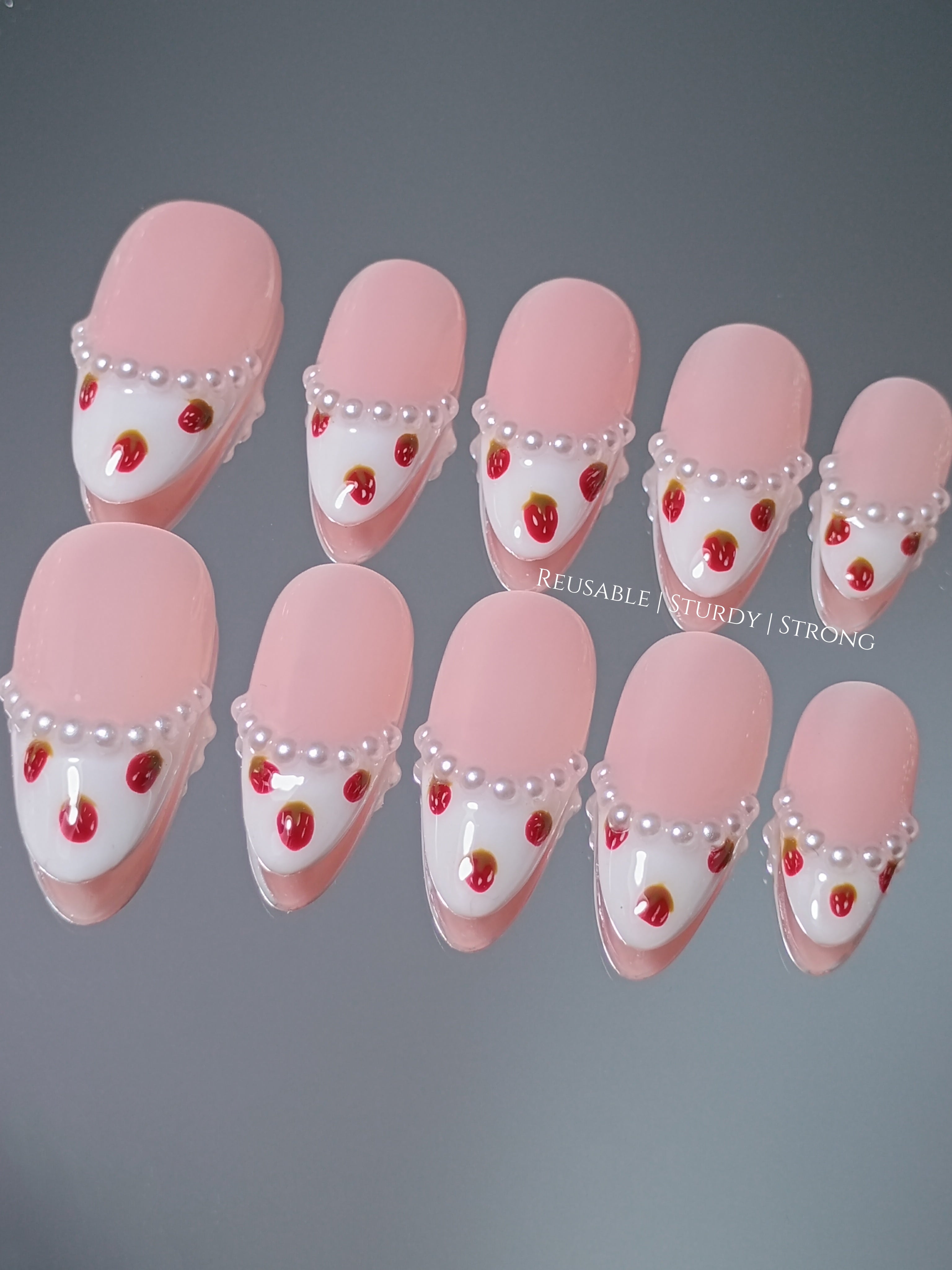 Strawberry Milk French Tips