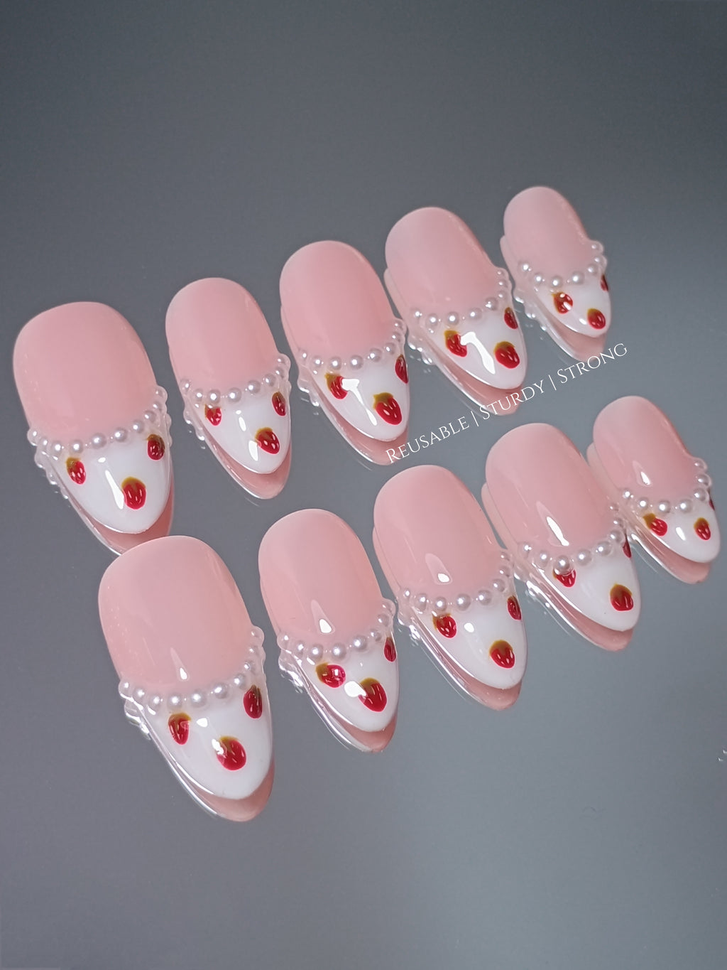 Strawberry Milk French Tips