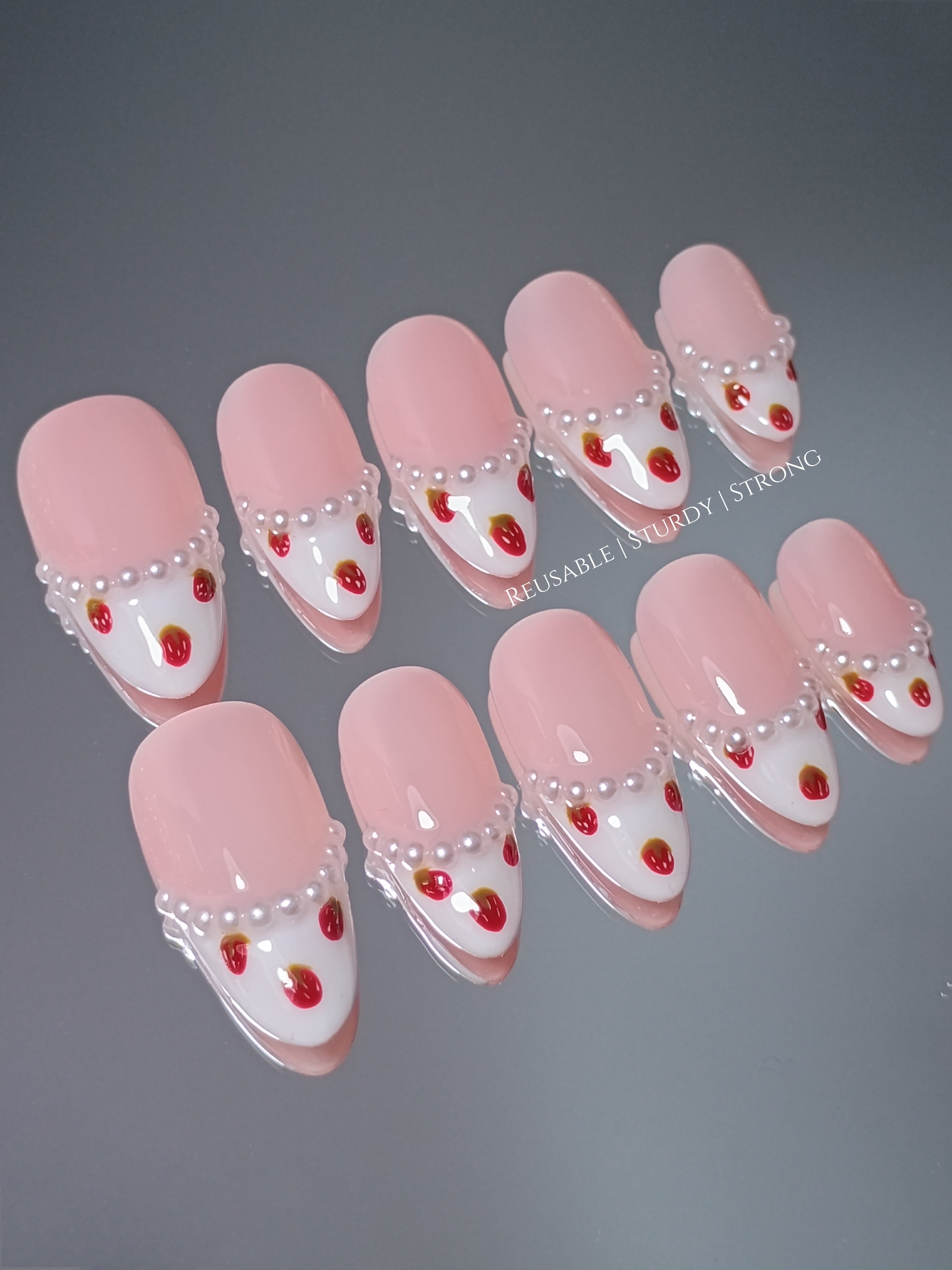 Strawberry Milk French Tips